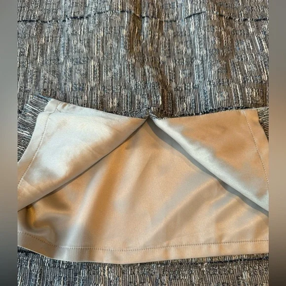 Kay Unger Sheath Dress Navy Blue Lace and Pewter Tweed Womens Size 12 - Picture 11 of 16